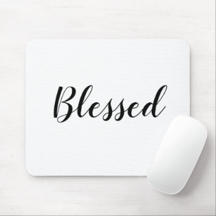 Mousepad Texto personalizado branco-preto abençoado, bonit