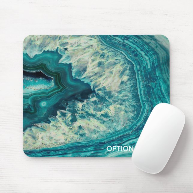 Mousepad Texto Personalizado de Cristal de Agato de Geodo T (Com mouse)