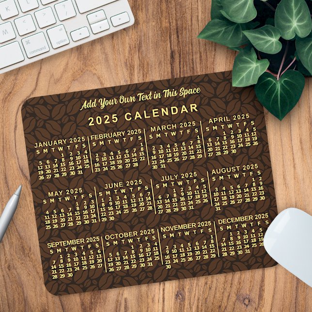 Mousepad Texto Personalizado Do Café De Calendário Mensal D (Criador carregado)
