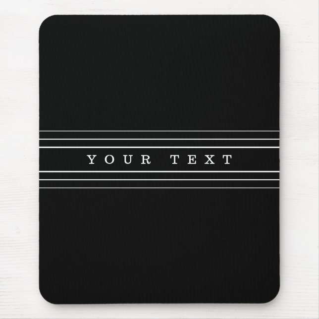 Mousepad Texto personalizado e faixas modernas | Preto e br (Frente)