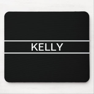 Mousepad Texto personalizável   Preto e Branco Moderno Negr