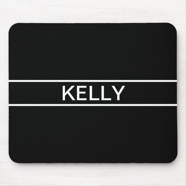 Mousepad Texto personalizável | Preto e Branco Moderno Negr (Frente)