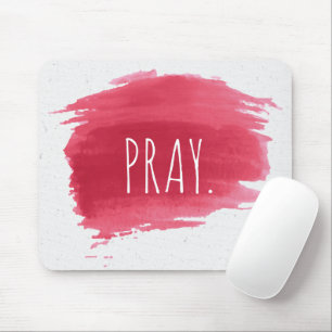 Mousepad Texto PRAY no Suporte do Mouse de Pintura Vermelha
