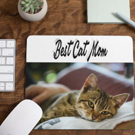 Mousepad Texto Preto da Foto da Melhor Cat Mãe