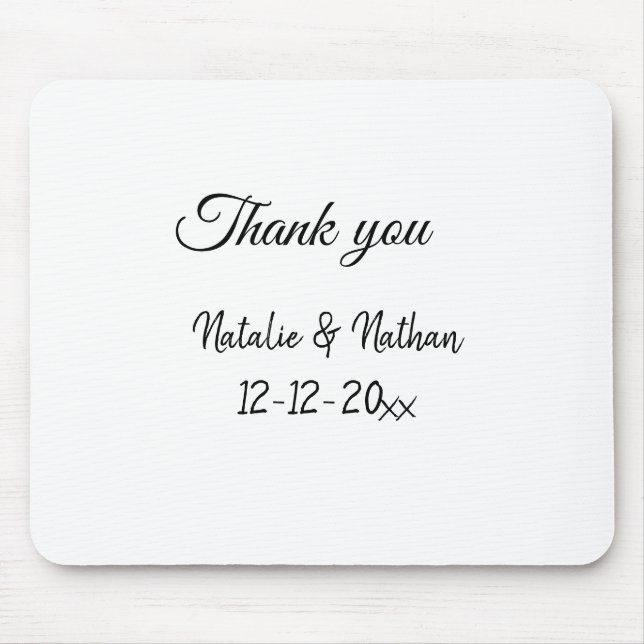Mousepad texto simples de agradecimento de casal com data e (Frente)