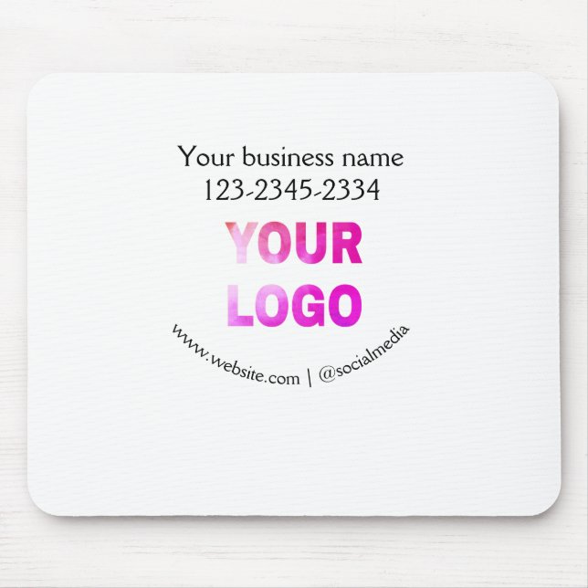 Mousepad texto simples mínimo adicione seu logotipo/design  (Frente)
