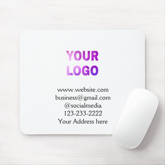 Mousepad texto simples mínimo adicione seu logotipo/design  (Com mouse)