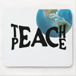 Mousepad Texto "Teach Peace" e planeta Terra