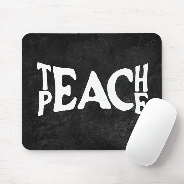 Mousepad Texto "Teach Peace" Sobre O Couro Negro (Com mouse)