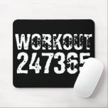 Mousepad Texto vestido e arranhado Workout 247365 branco<br><div class="desc">Texto vestido e arranhado Workout 247365 em cor branca com fundo preto. Perfeito para qualquer pessoa que esteja levantando,  malhação,  treinando,  construindo carrocerias e indo para a academia.</div>