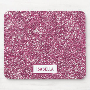 Mousepad Textura de Brilho Rosa Falso com Nome Personalizad