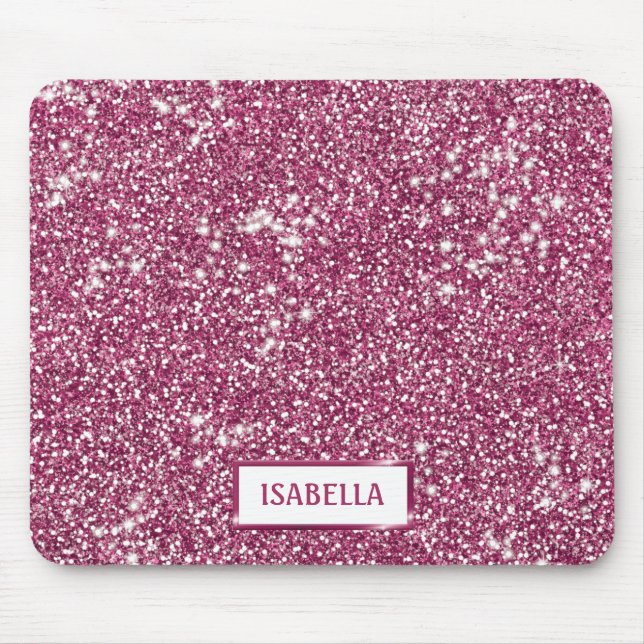 Mousepad Textura de Brilho Rosa Falso com Nome Personalizad (Frente)
