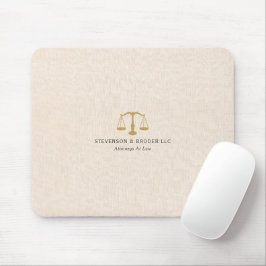 Mousepad Textura de Linen bege e Escala de Justiça Dourada