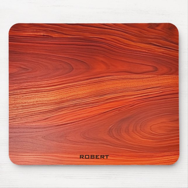 Mousepad Textura de madeira de cerejeira com monograma pers (Frente)