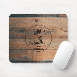 Mousepad Textura de madeira russa personalizada e monograma