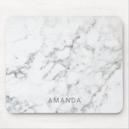 Mousepad Textura de mármore branco falso com nome personali