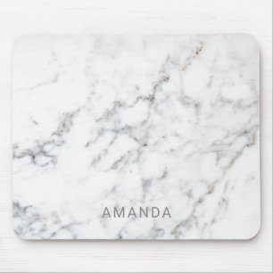 Mousepad Textura de mármore branco falso com nome personali