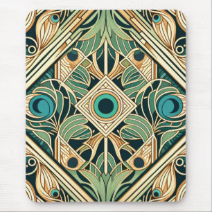 Mousepad Textura Dourada e verde de penas abstrato de pavão