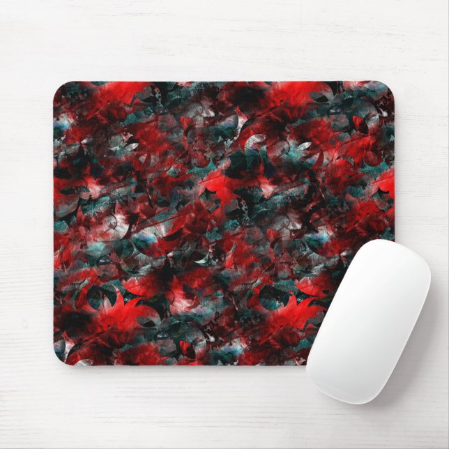 Mousepad Textura em folhas vermelhas sujas caídas nas cinza (Com mouse)