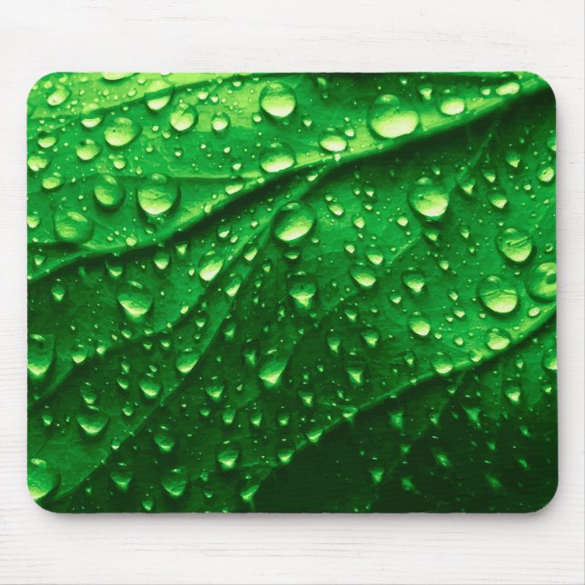 Mousepad Textura verde realística da folha com gotas da (Frente)