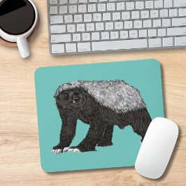 Mousepad Texugo Destemido Repulsivo Animal Selvagem Arte