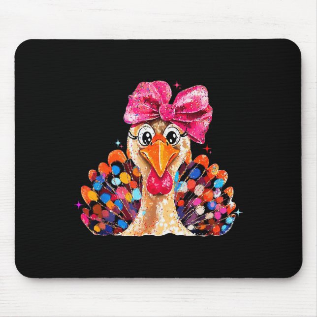 Mousepad Thanksgiving Girls,coquette Turkey Funny Women, Gi (Frente)