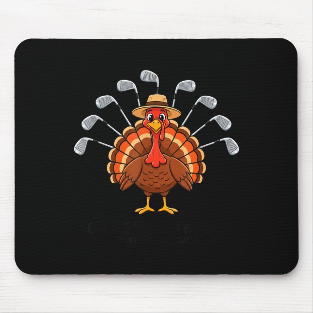 Mousepad Thanksgiving Golf Turkey Funny Turkey Day Golf Cli (Frente)