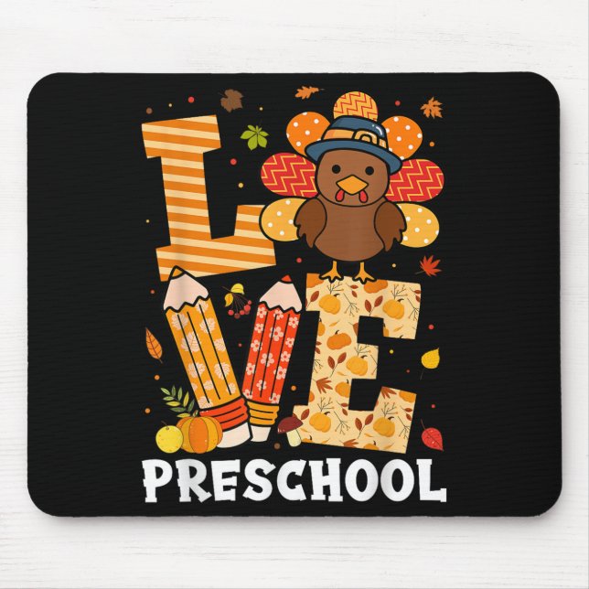 Mousepad Thanksgiving Love Preschool Teacher Turkey Autumn  (Frente)