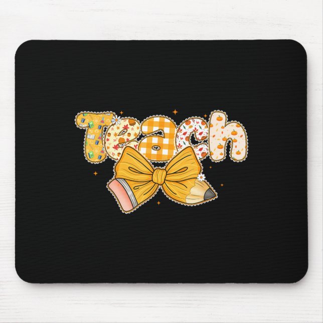 Mousepad Thanksgiving Teacher Pencil Bow Fall One Thankful  (Frente)