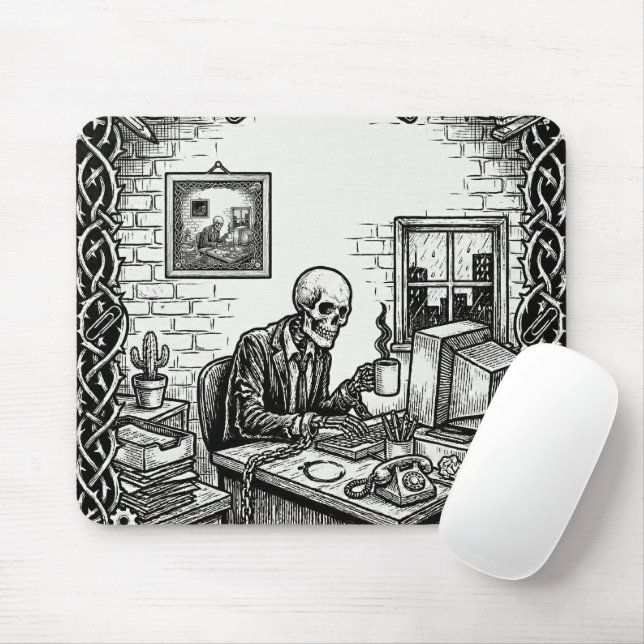 Mousepad The 9 to 5 Tarot Card | Funny Skeleton Corporate  (Com mouse)
