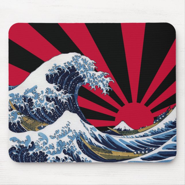 Mousepad The Great Wave off Kanagawa + Rising Sun (Frente)