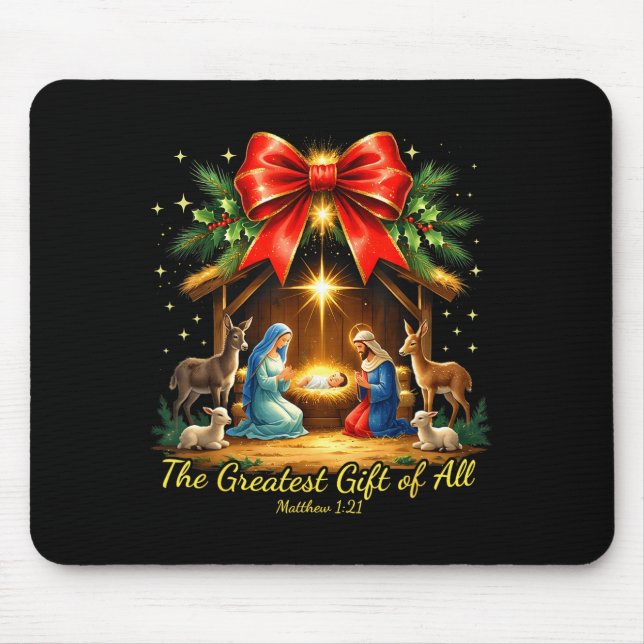 Mousepad The Greatest Gift Of All Nativity Christian Christ (Frente)