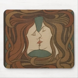 Mousepad The Kiss 1898, mulher - Art Nouveau - Ilustração