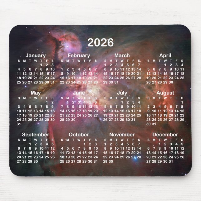 Mousepad The Orion Nebula 2026 Calendar (Frente)