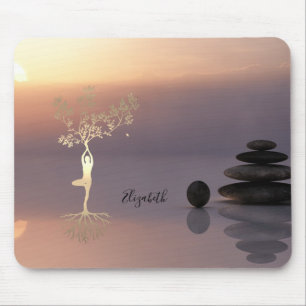 Mousepad Therapist Zen Stones, Sunset Tree Silhouette