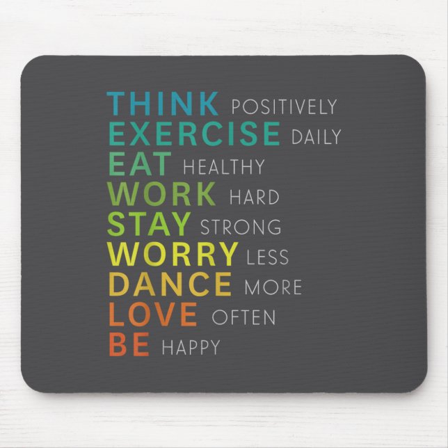 Mousepad Think Sitive Affirmation Insrational Motivational  (Frente)
