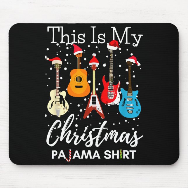 Mousepad This Is My Christmas Pajama Guitar Guitarist Music (Frente)