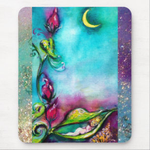 MOUSEPAD THUMBELINA DORMINDO ENTRE FOLHAS DE ROSA