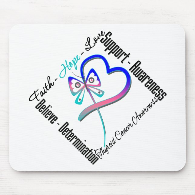 Mousepad Thyroid Cancer Faith Hope Ama Borboleta (Frente)