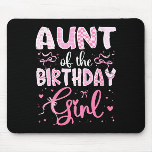 Mousepad Tia da menina aniversariante com rosa combinando