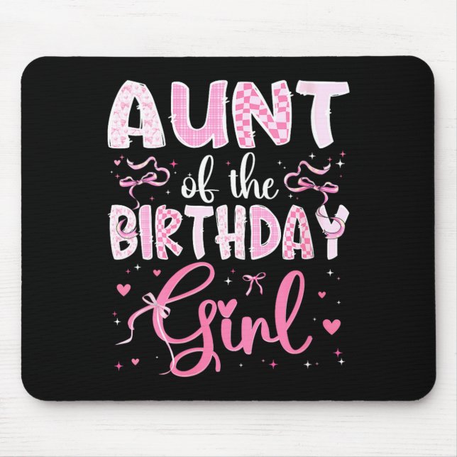 Mousepad Tia da menina aniversariante com rosa combinando (Frente)
