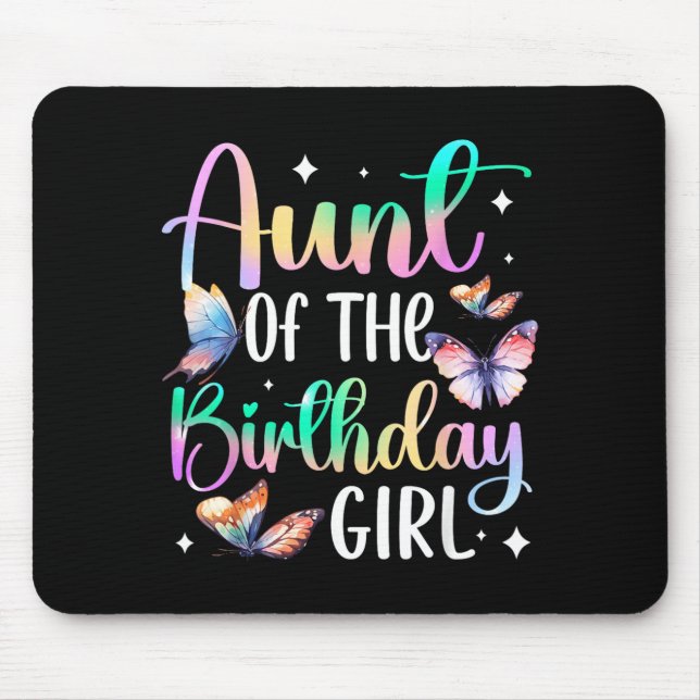 Mousepad Tia da Menina de Aniversário Festa da Borboleta Co (Frente)