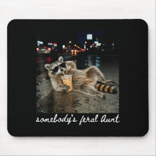 Mousepad Tia Guaxinim Café Engraçado de Alguém Fvibesl