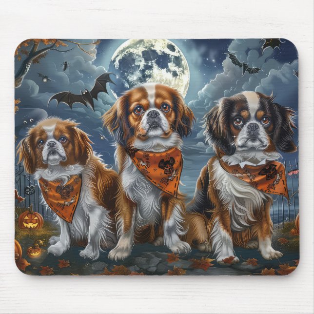 Mousepad Tibetan Spaniel Halloween Assustador  (Frente)