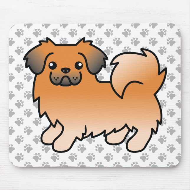 Mousepad Tibetan Spaniel Sable Vermelho Cachorro de Desenho (Frente)