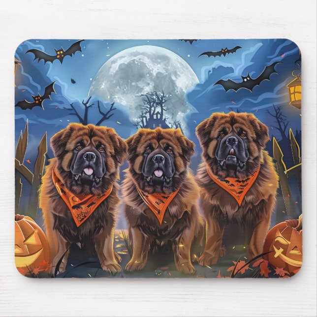 Mousepad Tibetano Mastiff Halloween Spooky (Frente)