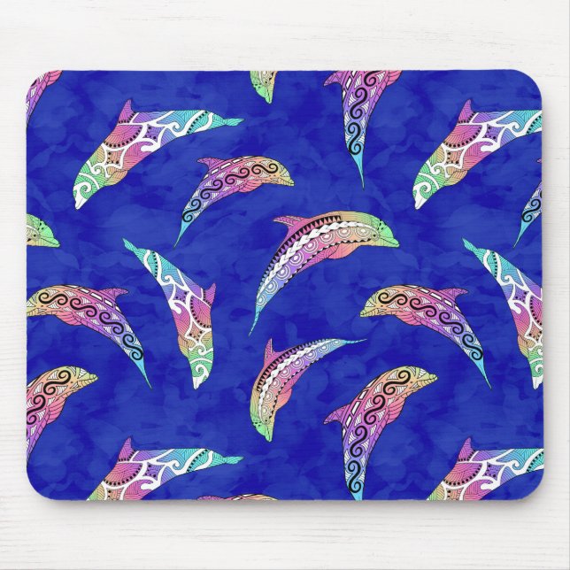 Mousepad Tie Dye Marine Animal Dolphins Marlins (Frente)