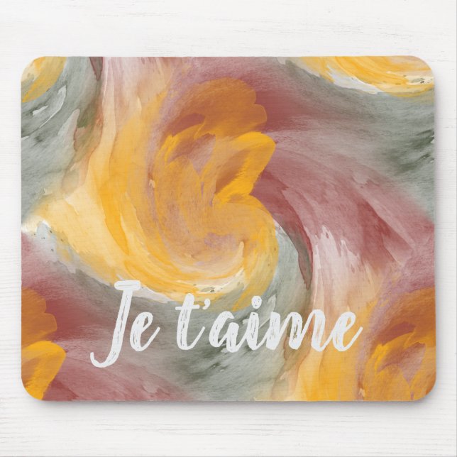 Mousepad Tie-Dye Orange Painterly Watercolor no Amor (Frente)