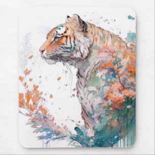 Mousepad Tiger Retrato Animal Pintura Selvagem Exterior