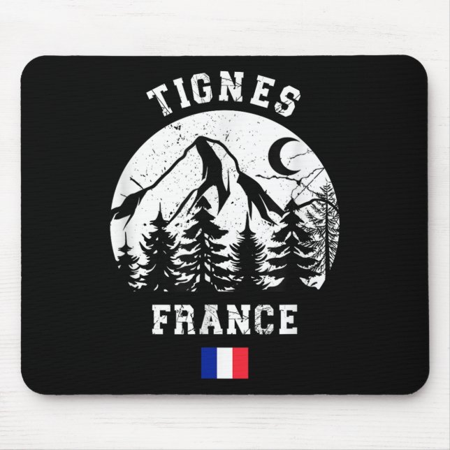 Mousepad Tignes France Alps Ski Resort Alpino Skiing Francê (Frente)